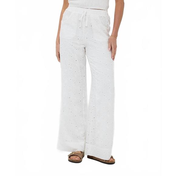 NEW ESQUALO floral embroidered trousers in off white